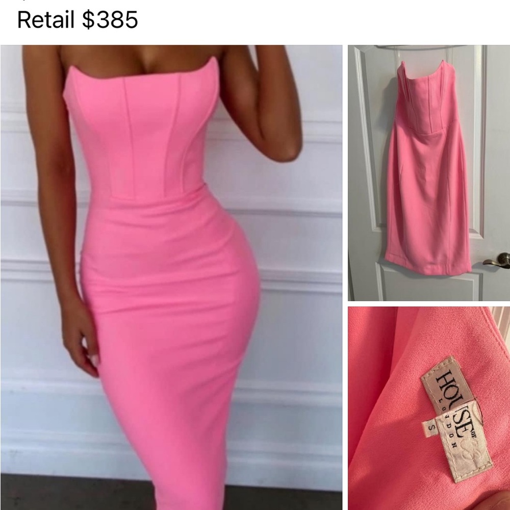 House of CB corset Midi dress size small 4/6, pink, originally $365.